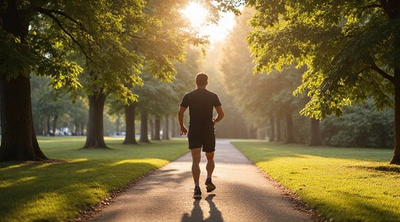 Man jogging in a park