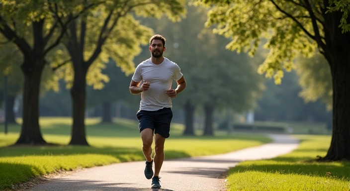 Man jogging in a park