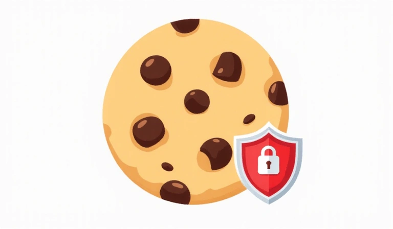 Illustration of a cookie icon with a shield, representing cookie policy and user control
