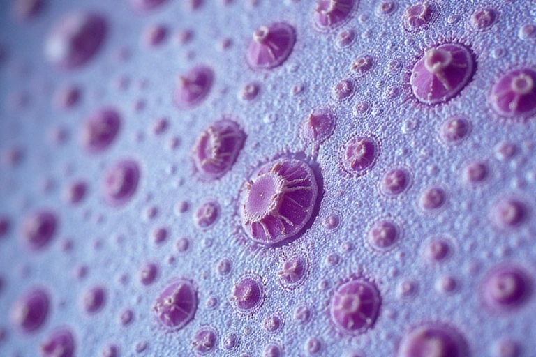Microscopic view of cellular structures, representing biological research and ingredient efficacy.